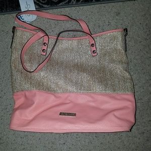 Jessica Simpson leather / straw handbag. NWT
